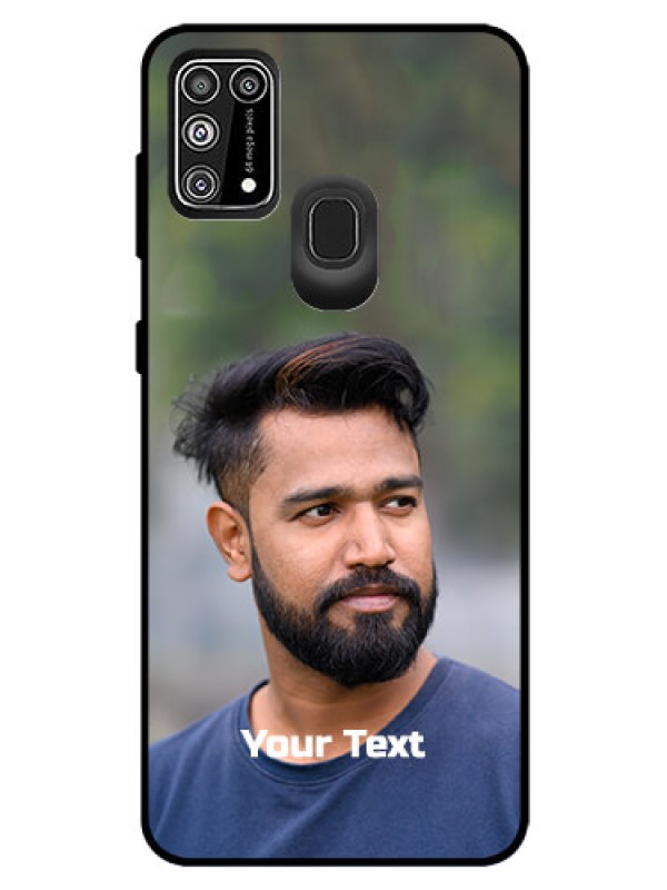 Custom Galaxy F41 Glass Mobile Cover: Photo with Text