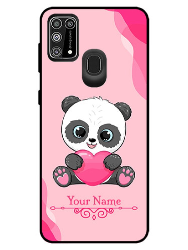 Custom Galaxy F41 Custom Glass Mobile Case - Cute Panda Design