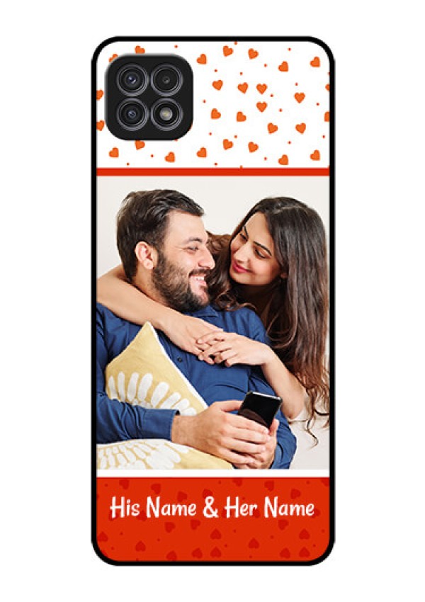 Galaxy F42 5G Custom Glass Phone Case  - Orange Love Symbol Design