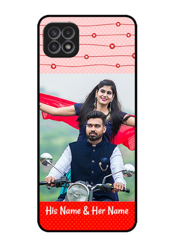 Galaxy F42 5G Personalized Glass Phone Case  - Red Pattern Case Design