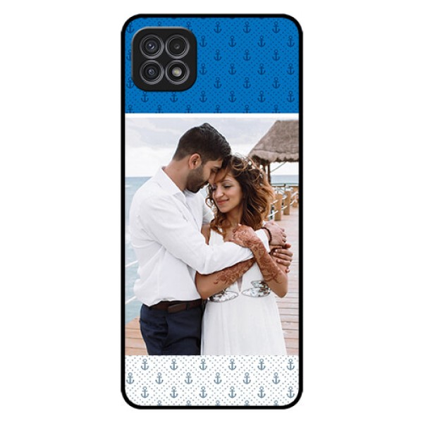 Galaxy F42 5G Photo Printing on Glass Case  - Blue Anchors Design