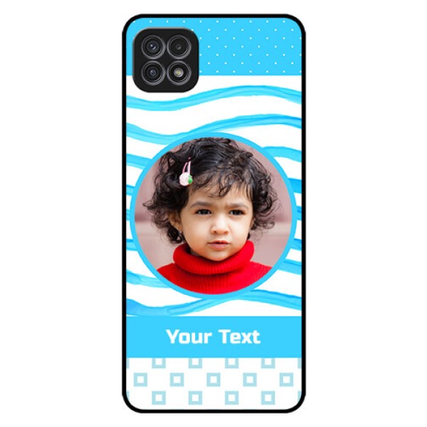 Galaxy F42 5G Custom Glass Phone Case  - Simple Blue Case Design