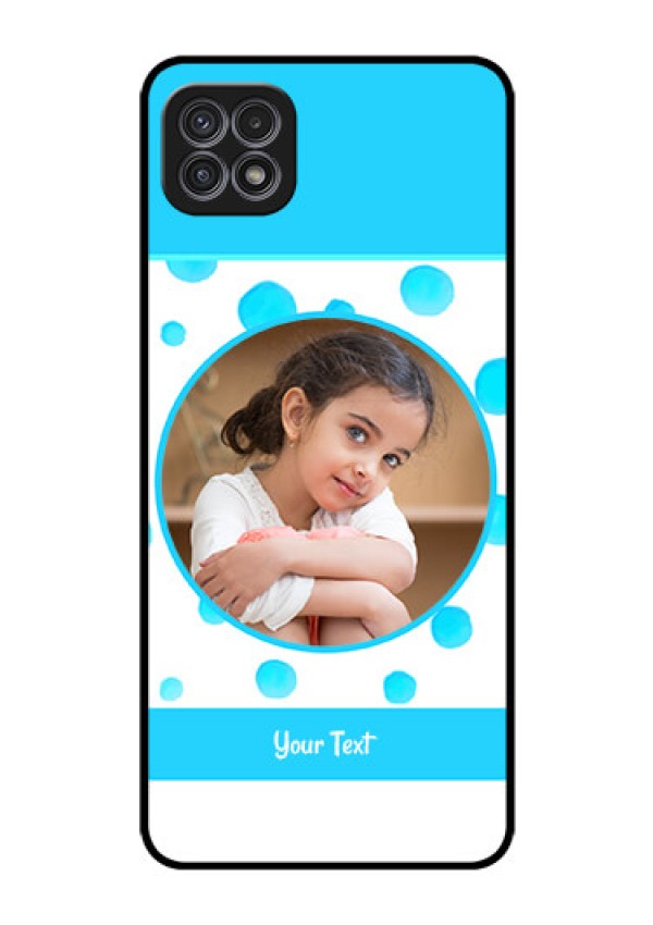 Galaxy F42 5G Photo Printing on Glass Case  - Blue Bubbles Pattern Design