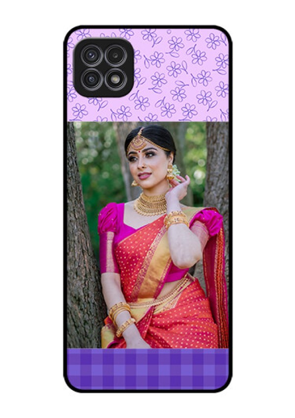 Galaxy F42 5G Custom Glass Phone Case  - Purple Floral Design