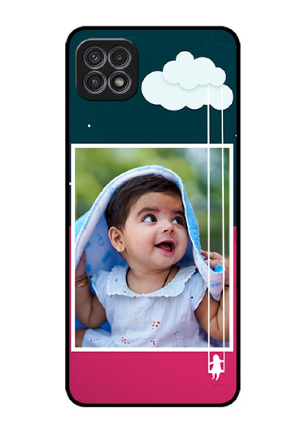 Galaxy F42 5G Custom Glass Phone Case  - Cute Girl with Cloud Design