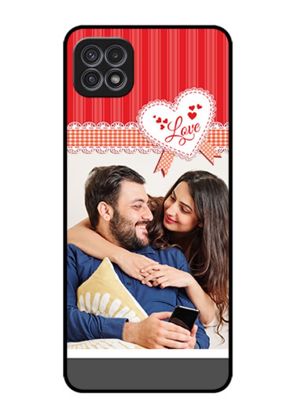 Galaxy F42 5G Custom Glass Mobile Case  - Red Love Pattern Design