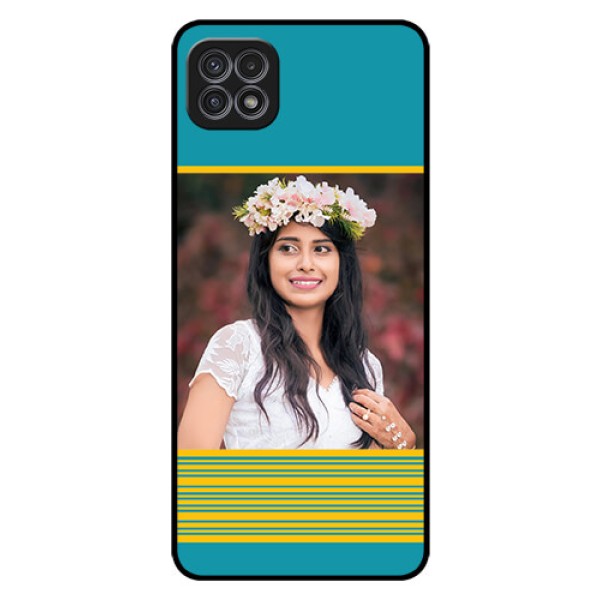 Galaxy F42 5G Custom Glass Phone Case  - Yellow & Blue Design 
