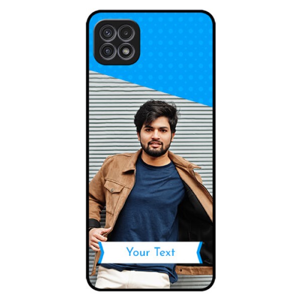 Galaxy F42 5G Photo Printing on Glass Case  - Simple Blue Color Design