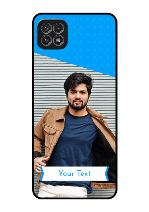 Galaxy F42 5G Photo Printing on Glass Case  - Simple Blue Color Design