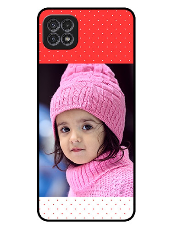 Custom Galaxy F42 5G Photo Printing on Glass Case  - Red Pattern Design