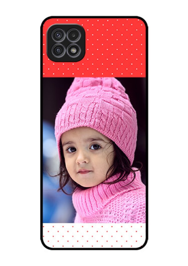 Galaxy F42 5G Photo Printing on Glass Case  - Red Pattern Design