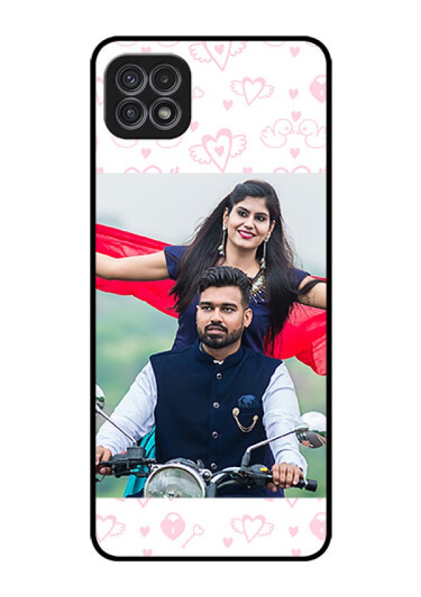 Galaxy F42 5G Custom Glass Mobile Case  - Pink Flying Heart Design