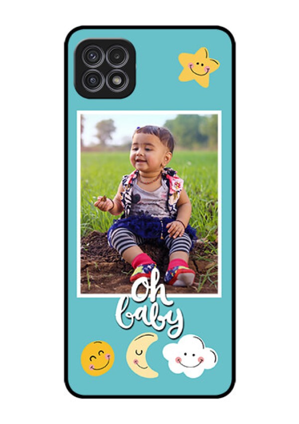 Galaxy F42 5G Personalized Glass Phone Case  - Smiley Kids Stars Design