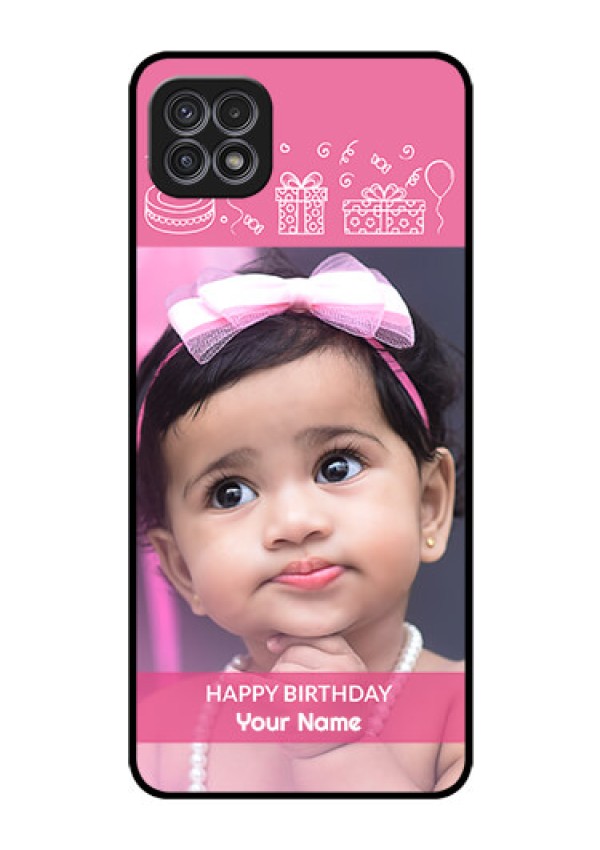 Galaxy F42 5G Photo Printing on Glass Case  - with Birthday Line Art Design