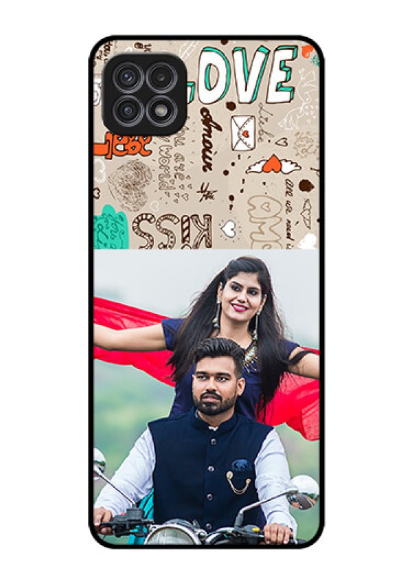 Galaxy F42 5G Custom Glass Phone Case  - Love Doodle Pattern 