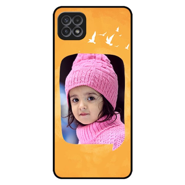 Galaxy F42 5G Personalized Glass Phone Case  - Water Color Design with Bird Icons