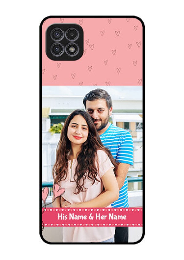 Galaxy F42 5G Personalized Glass Phone Case  - Love Design Peach Color