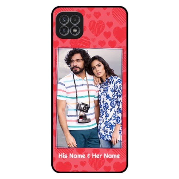 Galaxy F42 5G Photo Printing on Glass Case - with Red Heart Symbols Design Galaxy F42 5G Photo Printing on Glass Case - with Red Heart Symbols Design