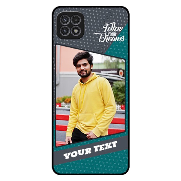 Galaxy F42 5G Personalized Glass Phone Case - Background Pattern Design with Quote Galaxy F42 5G Personalized Glass Phone Case - Background Pattern Design with Quote