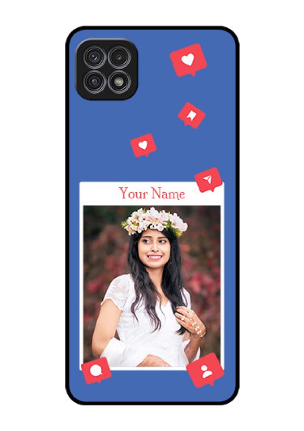 Galaxy F42 5G Custom Glass Phone Case - Like Share And Comment Design
