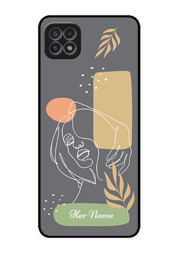Galaxy F42 5G Custom Glass Phone Case - Gazing Woman line art Design