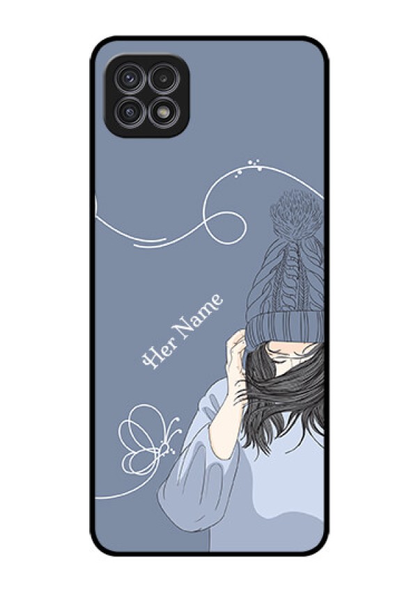 Galaxy F42 5G Custom Glass Mobile Case - Girl in winter outfit Design