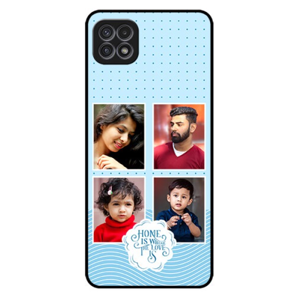 Galaxy F42 5G Custom Glass Phone Case - Cute love quote with 4 pic upload Design Galaxy F42 5G Custom Glass Phone Case - Cute love quote with 4 pic upload Design