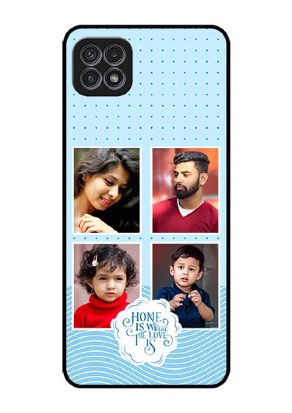 Galaxy F42 5G Custom Glass Phone Case - Cute love quote with 4 pic upload Design