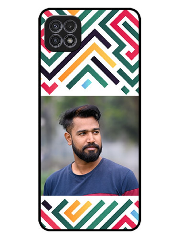 Custom Galaxy F42 5G Personalized Glass Phone Case - Colorful Maze Pattern Design