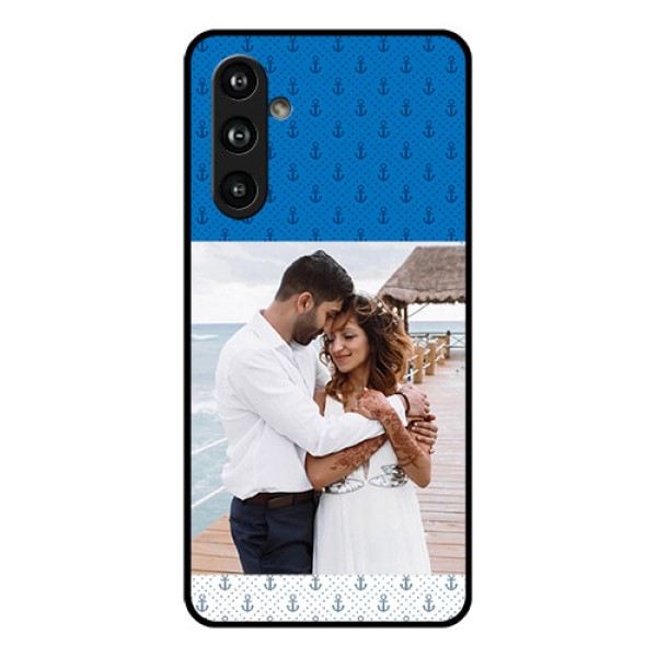 Samsung Galaxy F54 5G Custom Glass Phone Case - Blue Anchors Design Samsung Galaxy F54 5G Custom Glass Phone Case - Blue Anchors Design