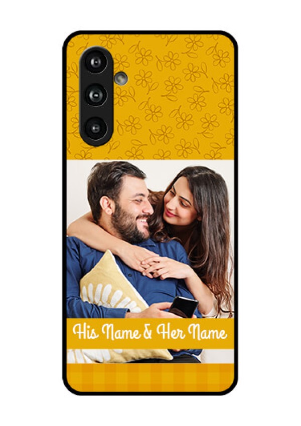 Samsung Galaxy F54 5G Custom Glass Phone Case - Yellow Floral Design