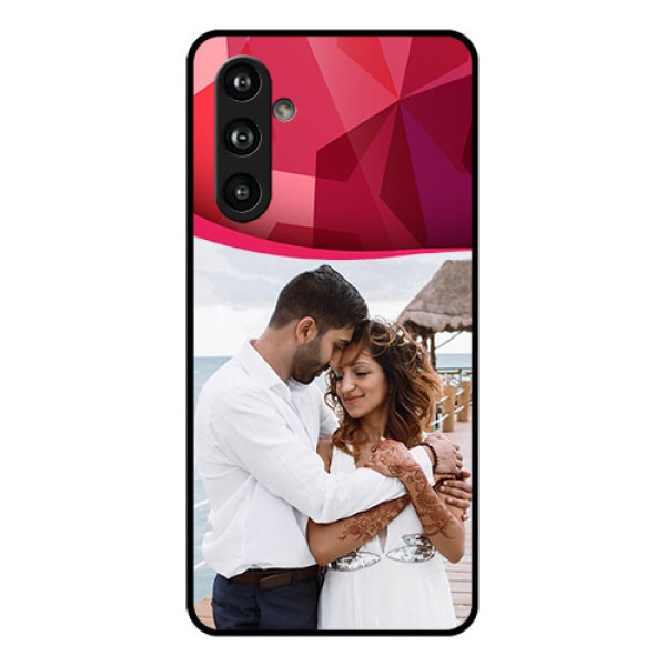 Samsung Galaxy F54 5G Custom Glass Phone Case - Red Abstract Design