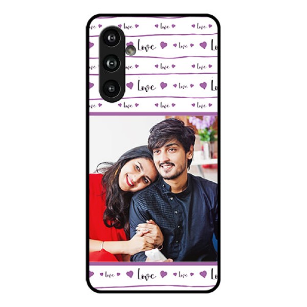 Samsung Galaxy F54 5G Custom Glass Phone Case - Couples Heart Design Samsung Galaxy F54 5G Custom Glass Phone Case - Couples Heart Design
