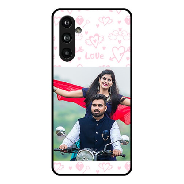 Samsung Galaxy F54 5G Custom Glass Phone Case - Pink Flying Heart Design Samsung Galaxy F54 5G Custom Glass Phone Case - Pink Flying Heart Design