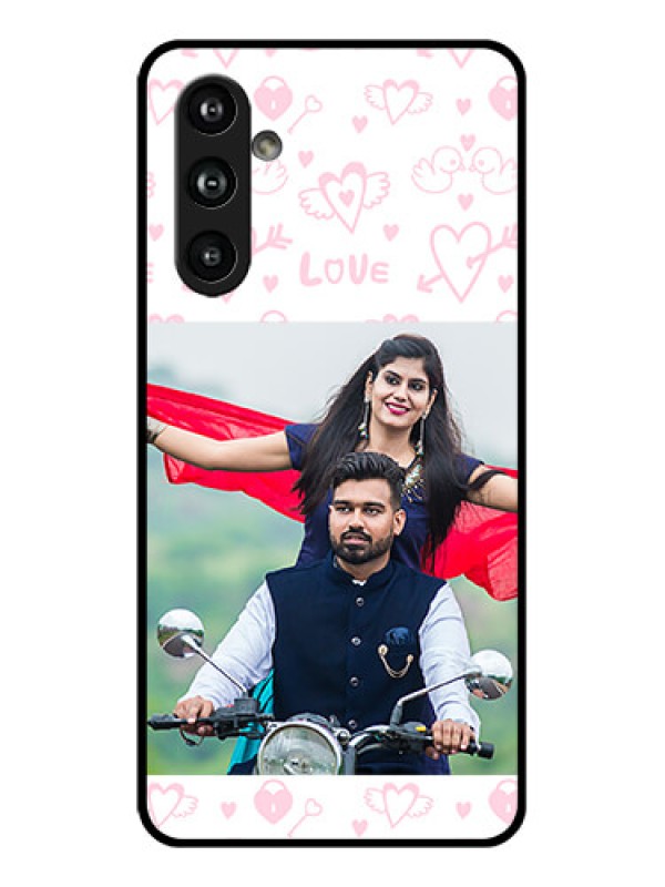 Custom Samsung Galaxy F54 5G Custom Glass Phone Case - Pink Flying Heart Design