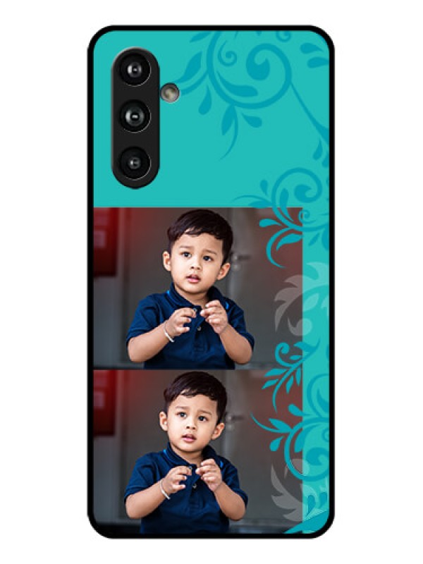 Custom Samsung Galaxy F54 5G Custom Glass Phone Case - With Photo And Green Floral Design