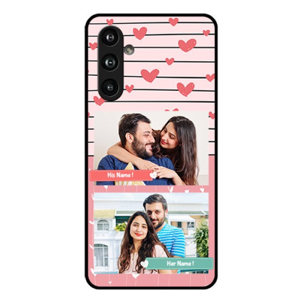 Samsung Galaxy F54 5G Custom Glass Phone Case - Photo With Heart Design Samsung Galaxy F54 5G Custom Glass Phone Case - Photo With Heart Design