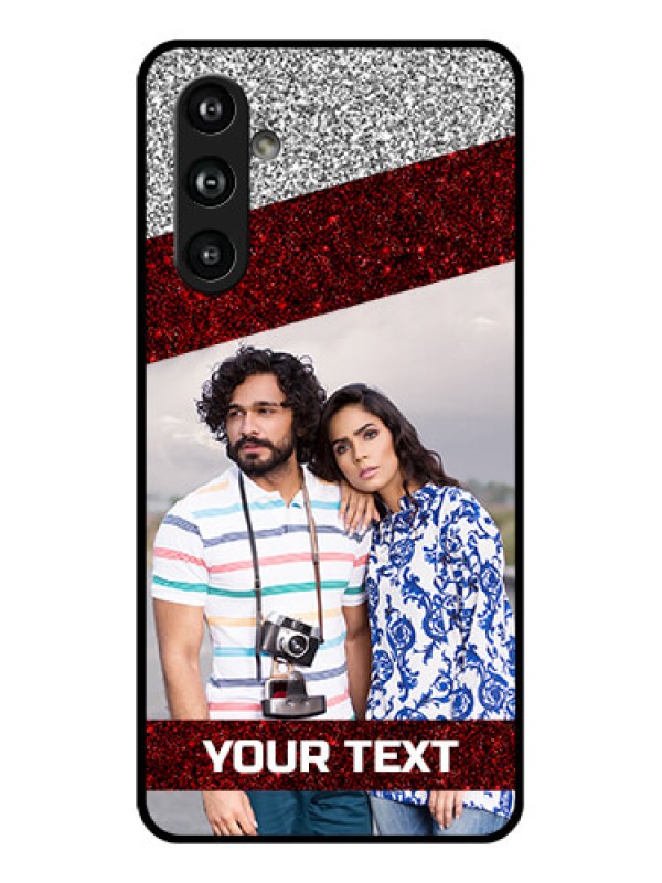 Custom Samsung Galaxy F54 5G Custom Glass Phone Case - Image Holder With Glitter Strip Design