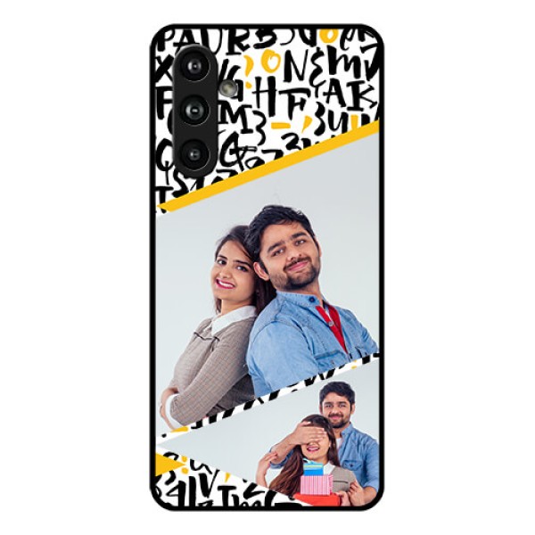 Samsung Galaxy F54 5G Custom Glass Phone Case - Letters Pattern Design Samsung Galaxy F54 5G Custom Glass Phone Case - Letters Pattern Design