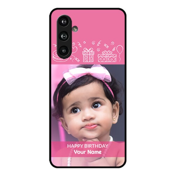 Samsung Galaxy F54 5G Custom Glass Phone Case - With Birthday Line Art Design Samsung Galaxy F54 5G Custom Glass Phone Case - With Birthday Line Art Design