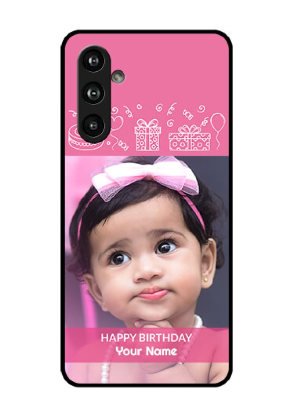 Samsung Galaxy F54 5G Custom Glass Phone Case - With Birthday Line Art Design