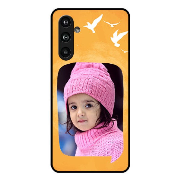 Samsung Galaxy F54 5G Custom Glass Phone Case - Water Color Design With Bird Icons Samsung Galaxy F54 5G Custom Glass Phone Case - Water Color Design With Bird Icons