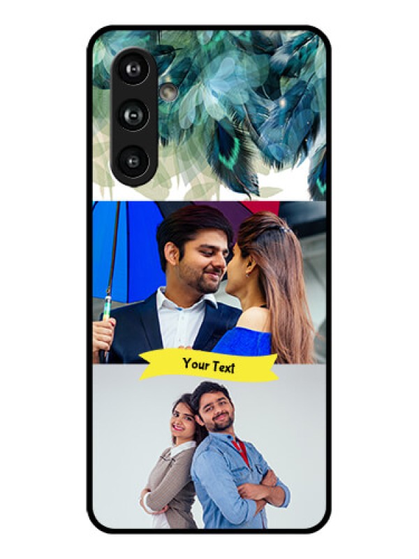 Custom Samsung Galaxy F54 5G Custom Glass Phone Case - Image With Boho Peacock Feather Design