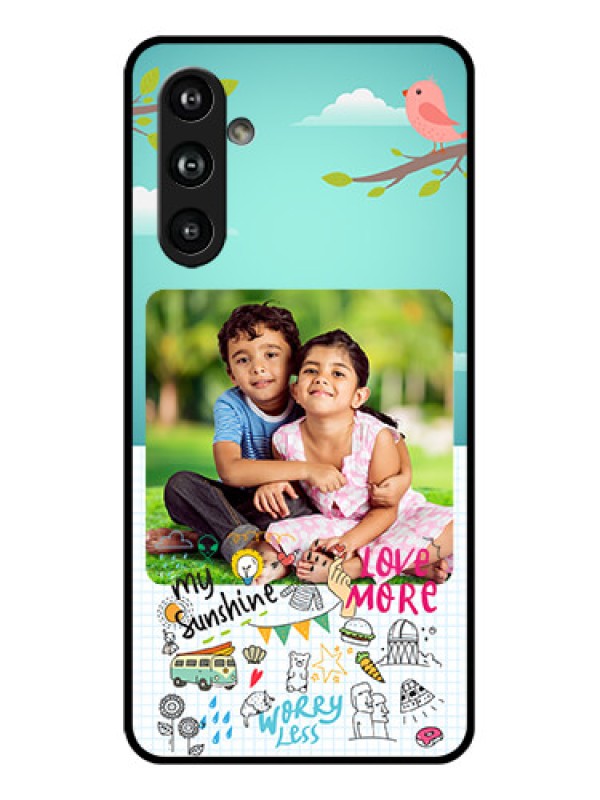 Custom Samsung Galaxy F54 5G Custom Glass Phone Case - Doodle Love Design