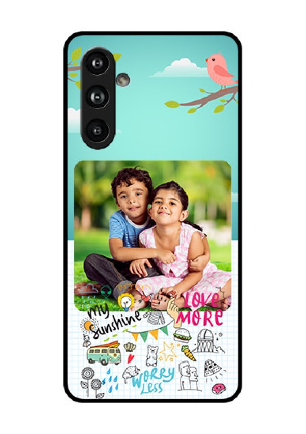 Samsung Galaxy F54 5G Custom Glass Phone Case - Doodle Love Design