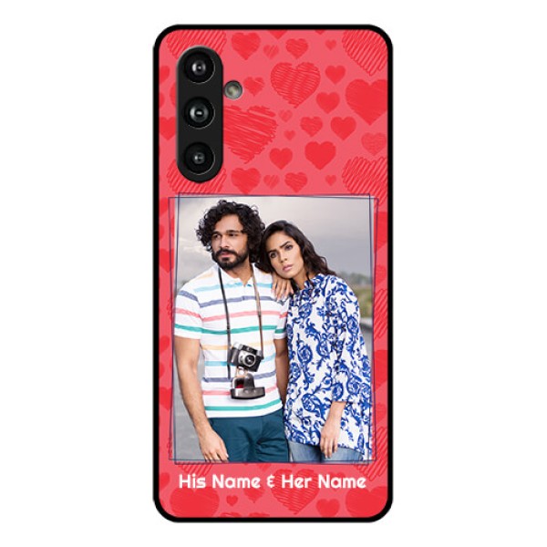 Samsung Galaxy F54 5G Custom Glass Phone Case - With Red Heart Symbols Design Samsung Galaxy F54 5G Custom Glass Phone Case - With Red Heart Symbols Design