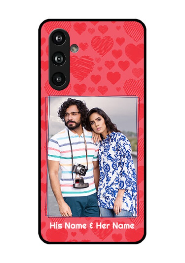 Samsung Galaxy F54 5G Custom Glass Phone Case - With Red Heart Symbols Design