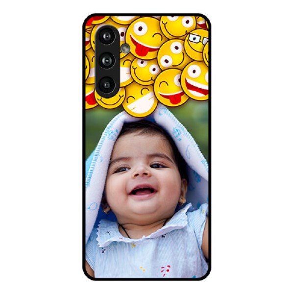 Samsung Galaxy F54 5G Custom Glass Phone Case - With Smiley Emoji Design Samsung Galaxy F54 5G Custom Glass Phone Case - With Smiley Emoji Design