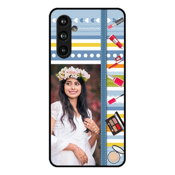 Samsung Galaxy F54 5G Custom Glass Phone Case - Makeup Icons Design Samsung Galaxy F54 5G Custom Glass Phone Case - Makeup Icons Design