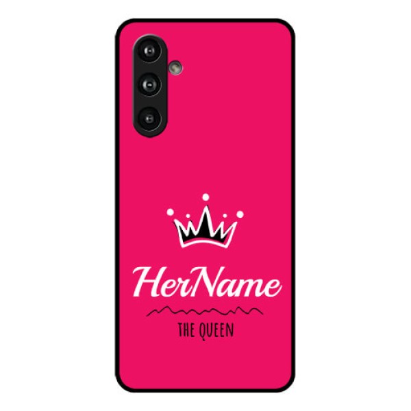 Samsung Galaxy F54 5G Custom Glass Phone Case - Queen With Name Design Samsung Galaxy F54 5G Custom Glass Phone Case - Queen With Name Design